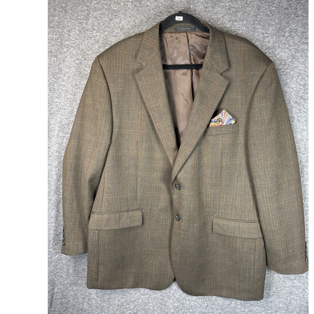 Ralph Lauren Blazer Mens Size‎ 46 R Brown Herringbone Wool Sport Coat Old Money